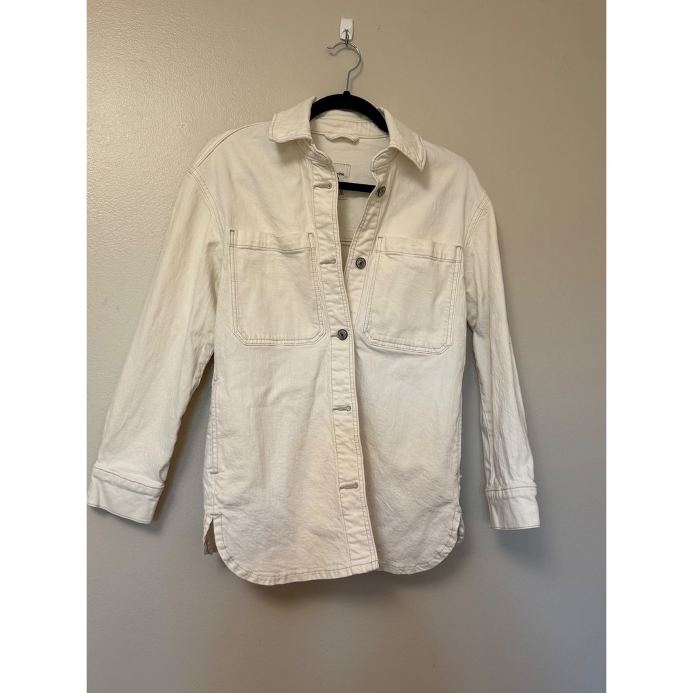 Abercrombie & Fitch Cream Denim Shirt Jacket Shacket Off-White XS